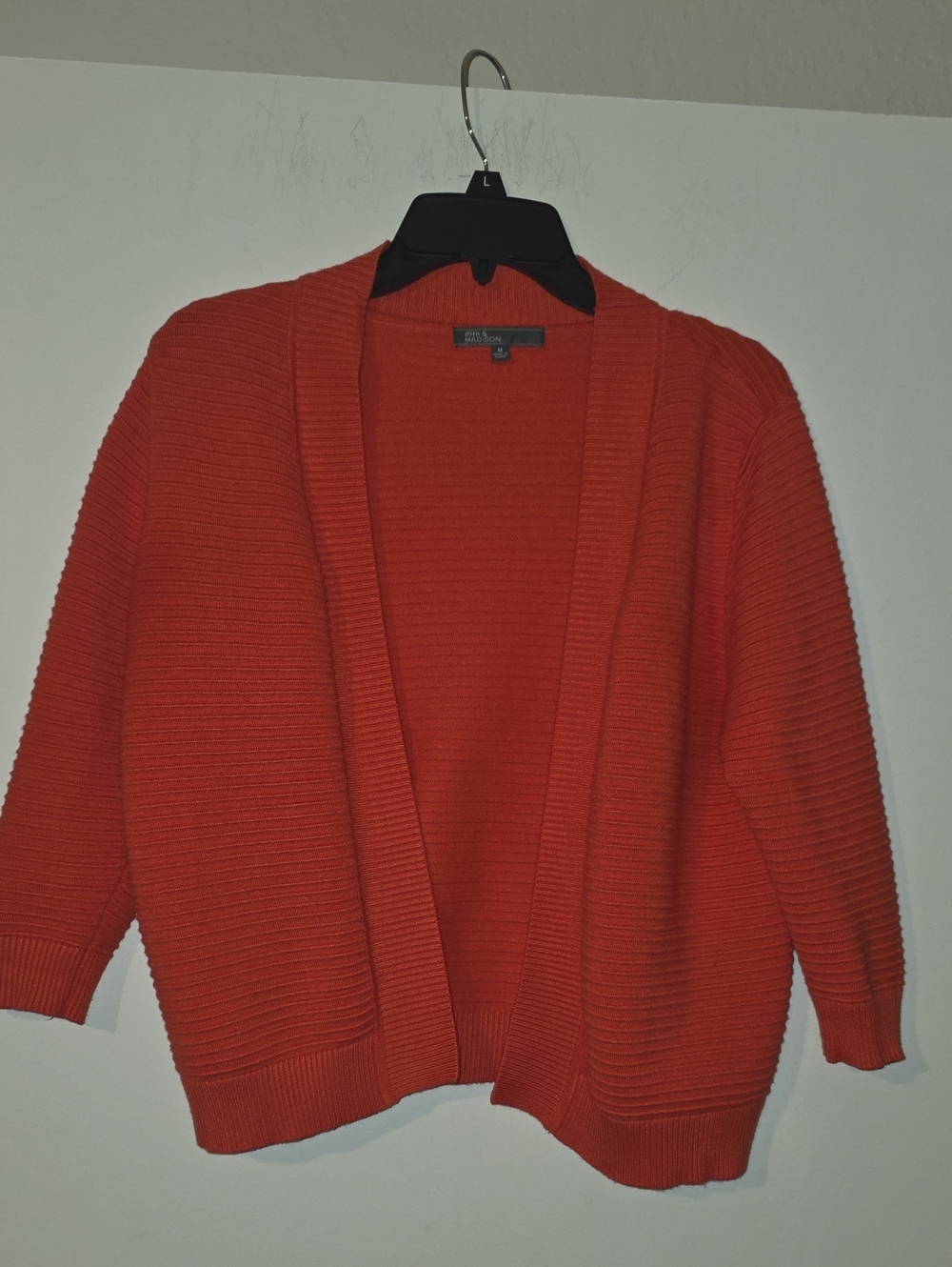 89th & Madison Ribbed Open-Front Cardigan - Orange